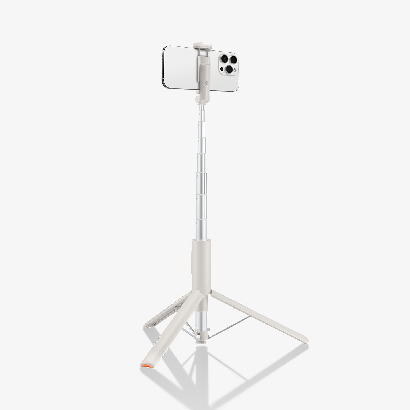 AMP09337 - Tripod Selfie Stick S541W in Dune Beige showing the back of the device attached to the tripod in landscape form