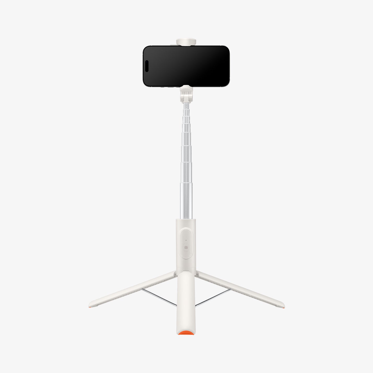 AMP09337 - Tripod Selfie Stick S541W in Dune Beige showing the front of the device attached to the tripod retracted