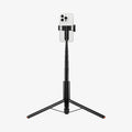 AMP09336 - Tripod Selfie Stick S541W in Black showing the back of the device in portrait form attached to the retracted tripod