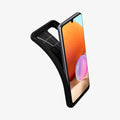 ACS02741 - Galaxy A32 Case Rugged Armor in Matte Black showing the front of the device and back case partially peeling off