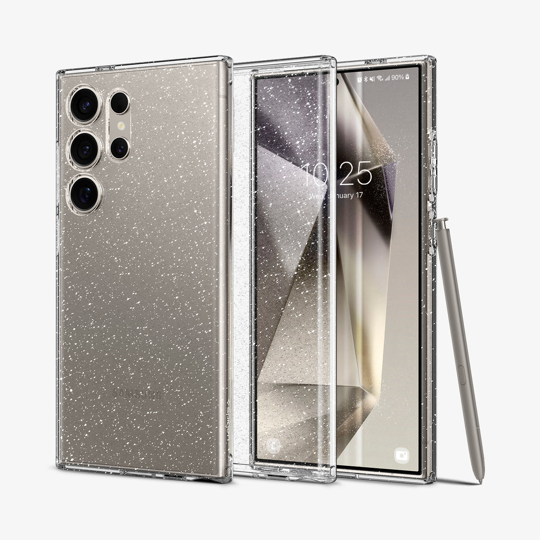 ACS08617 - Galaxy S24 FE Case Liquid Crystal Glitter in Crystal Quartz showing the 
back