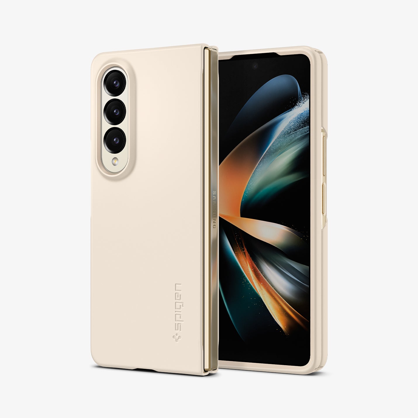ACS05510 - Galaxy Z Fold 4 Case AirSkin in pearled ivory showing the back and front