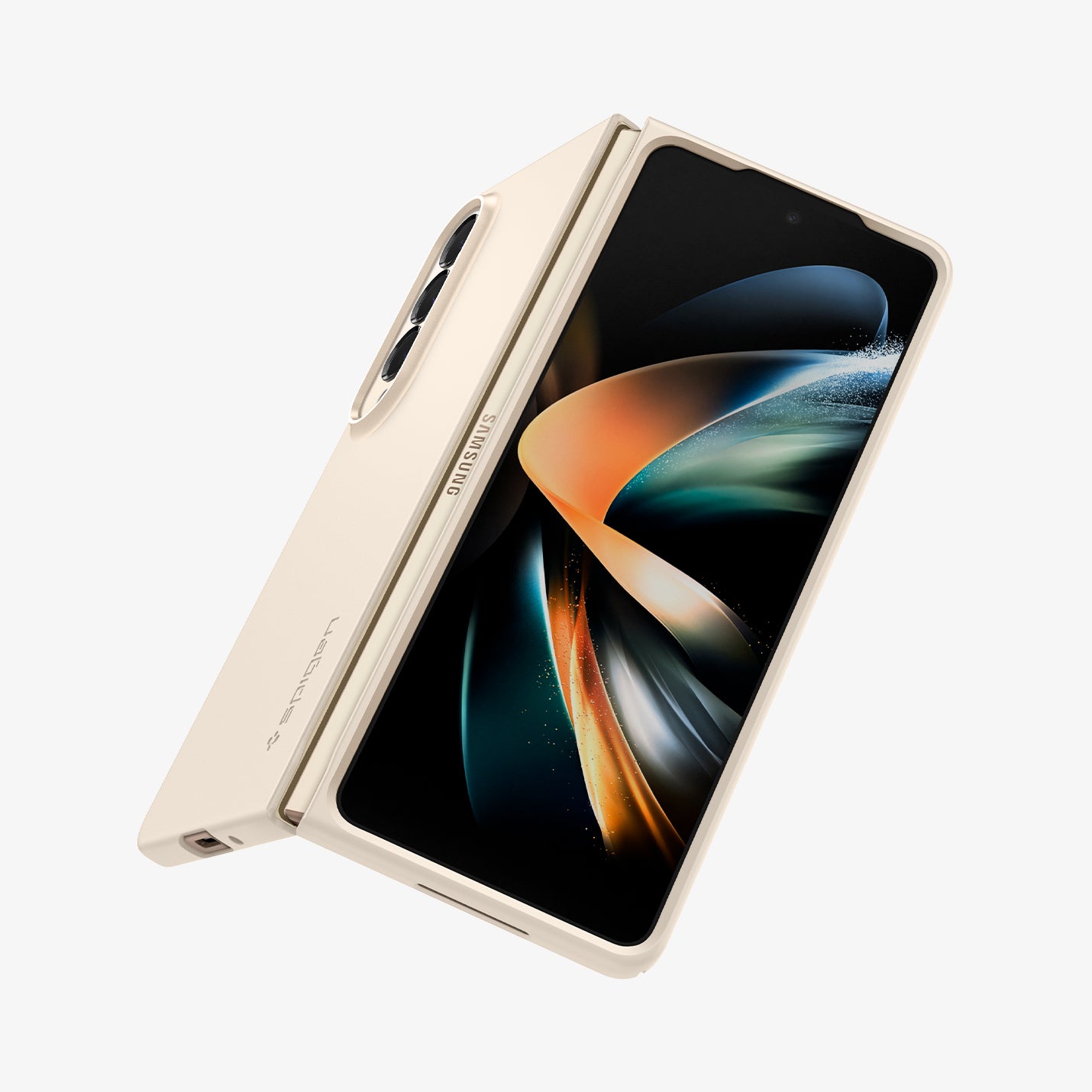 ACS05510 - Galaxy Z Fold 4 Case AirSkin in pearled ivory showing the front, hinge and partial back