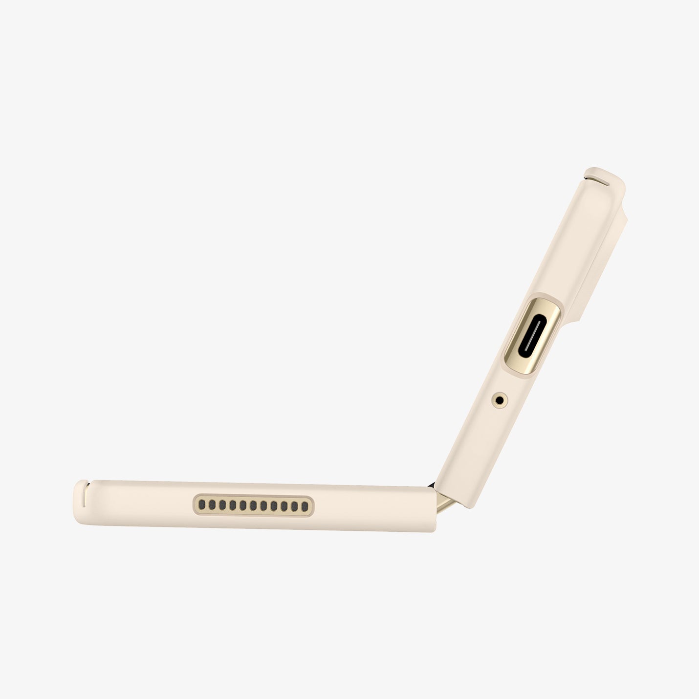 ACS05510 - Galaxy Z Fold 4 Case AirSkin in pearled ivory showing the bottom with device half open