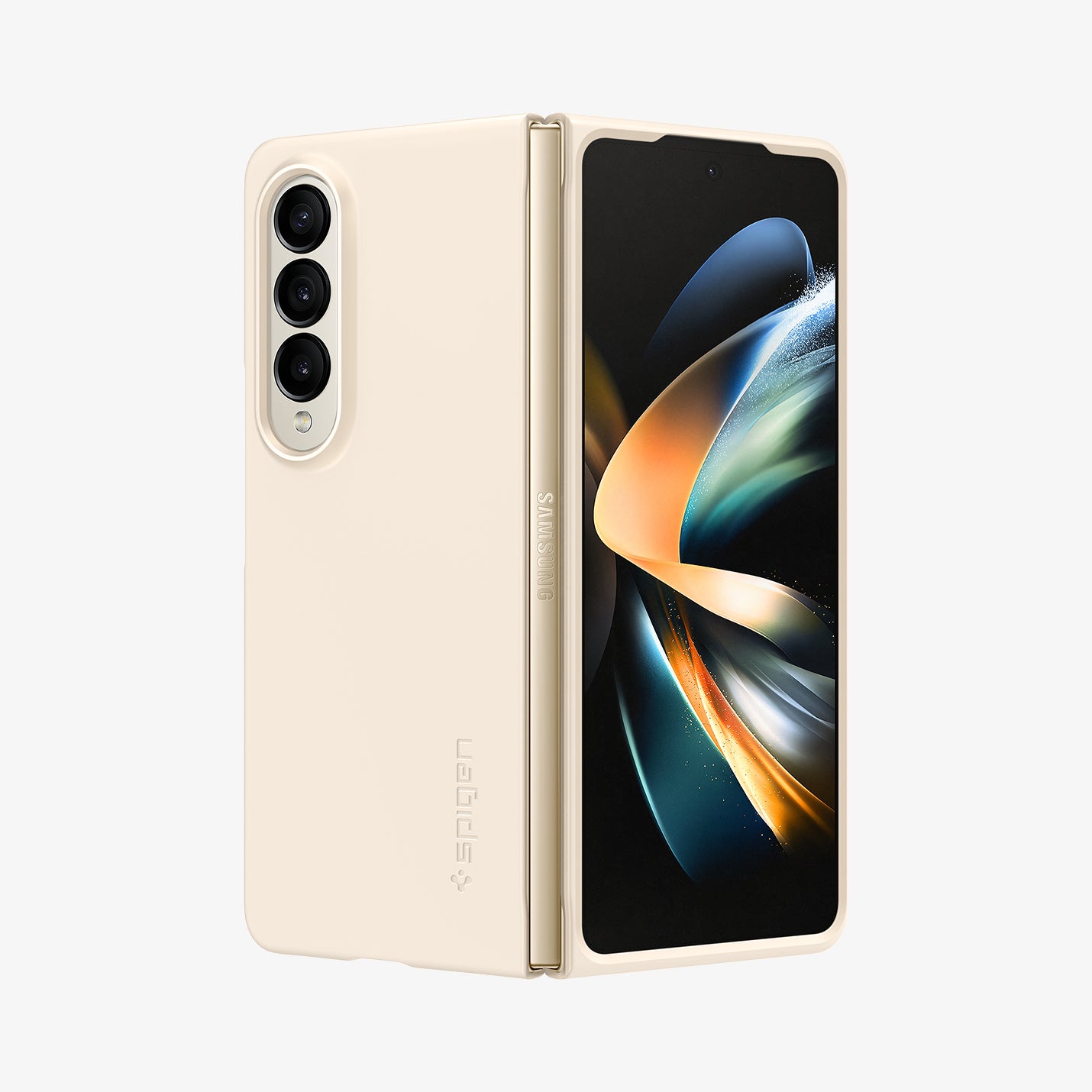 ACS05510 - Galaxy Z Fold 4 Case AirSkin in pearled ivory showing the back, hinge and front