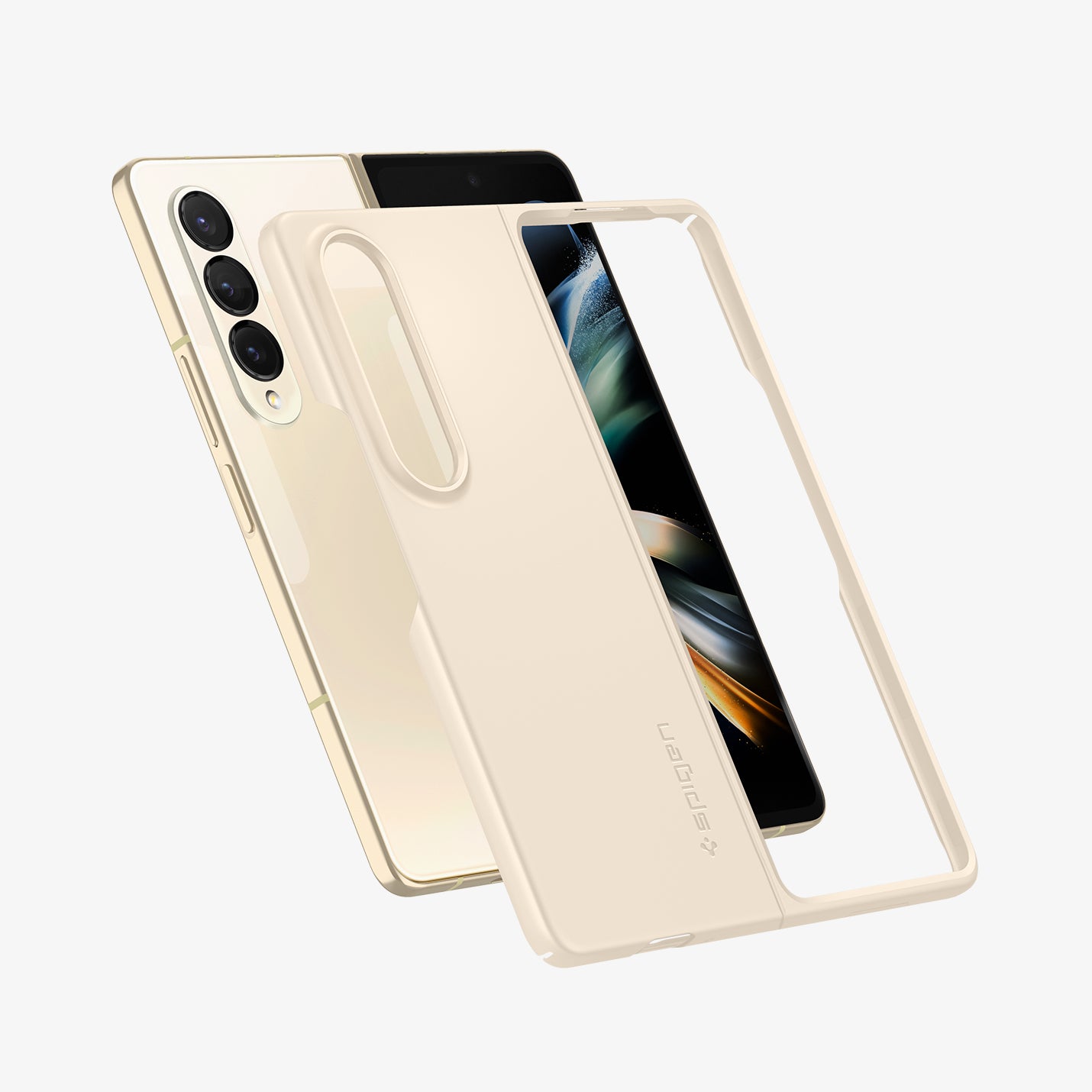 ACS05510 - Galaxy Z Fold 4 Case AirSkin in pearled ivory showing the case hovering away from device