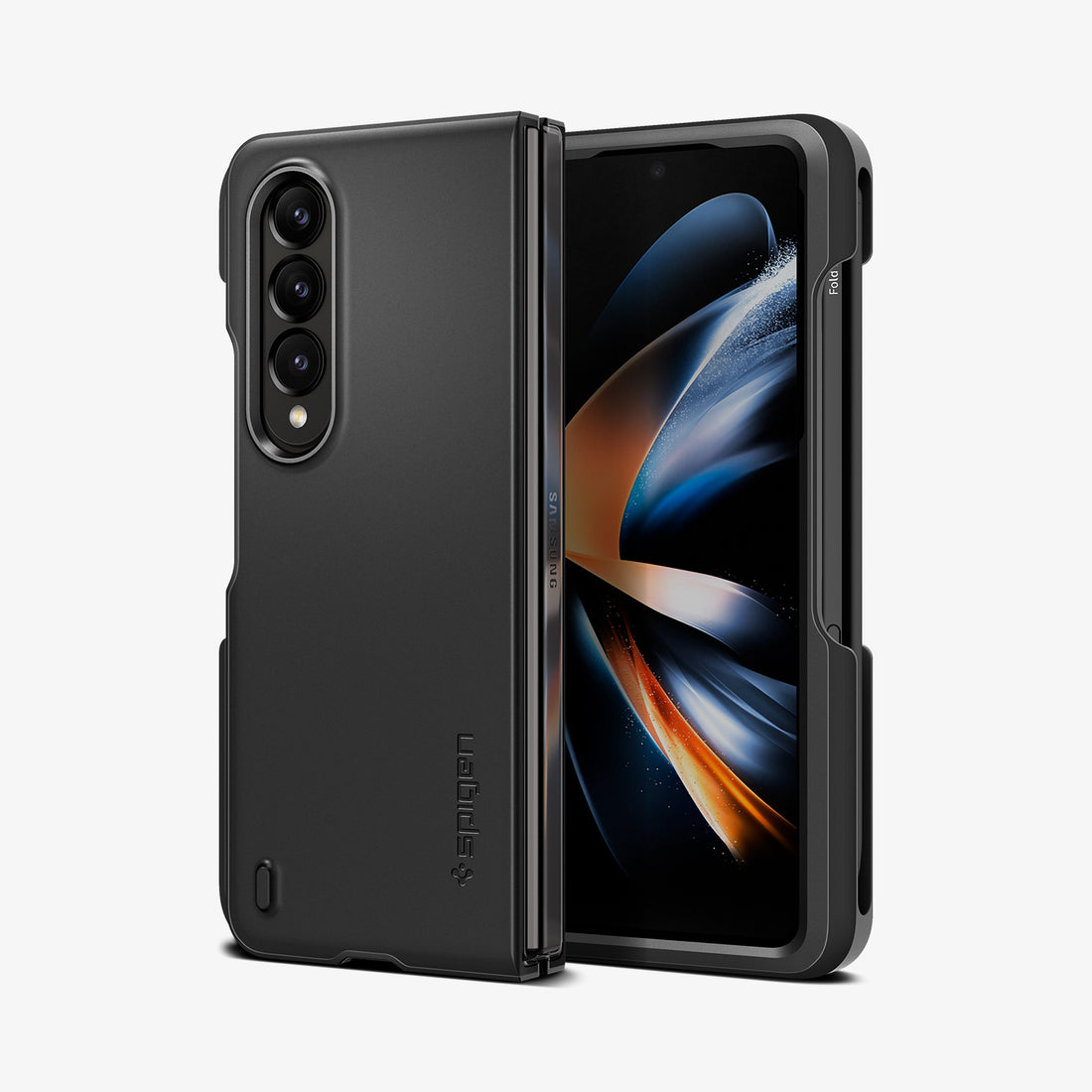 ACS05511 - Galaxy Z Fold 4 Case Thin Fit P in pearled ivory showing the back and front with s pen in slot