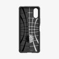 ACS08298 - Sony Xperia 10 VI Case Rugged Armor in Matte Black showing the inner of the case with spider web pattern