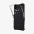 ACS06369 - Galaxy S23 FE Case Liquid Crystal in crystal clear showing the back with case bending away from the device
