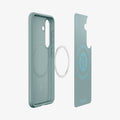 ACS09063 - Galaxy S25 Case Parallax (MagFit) in Sage Green showing the inner layer hovering in front of a detached ring magnet and the case