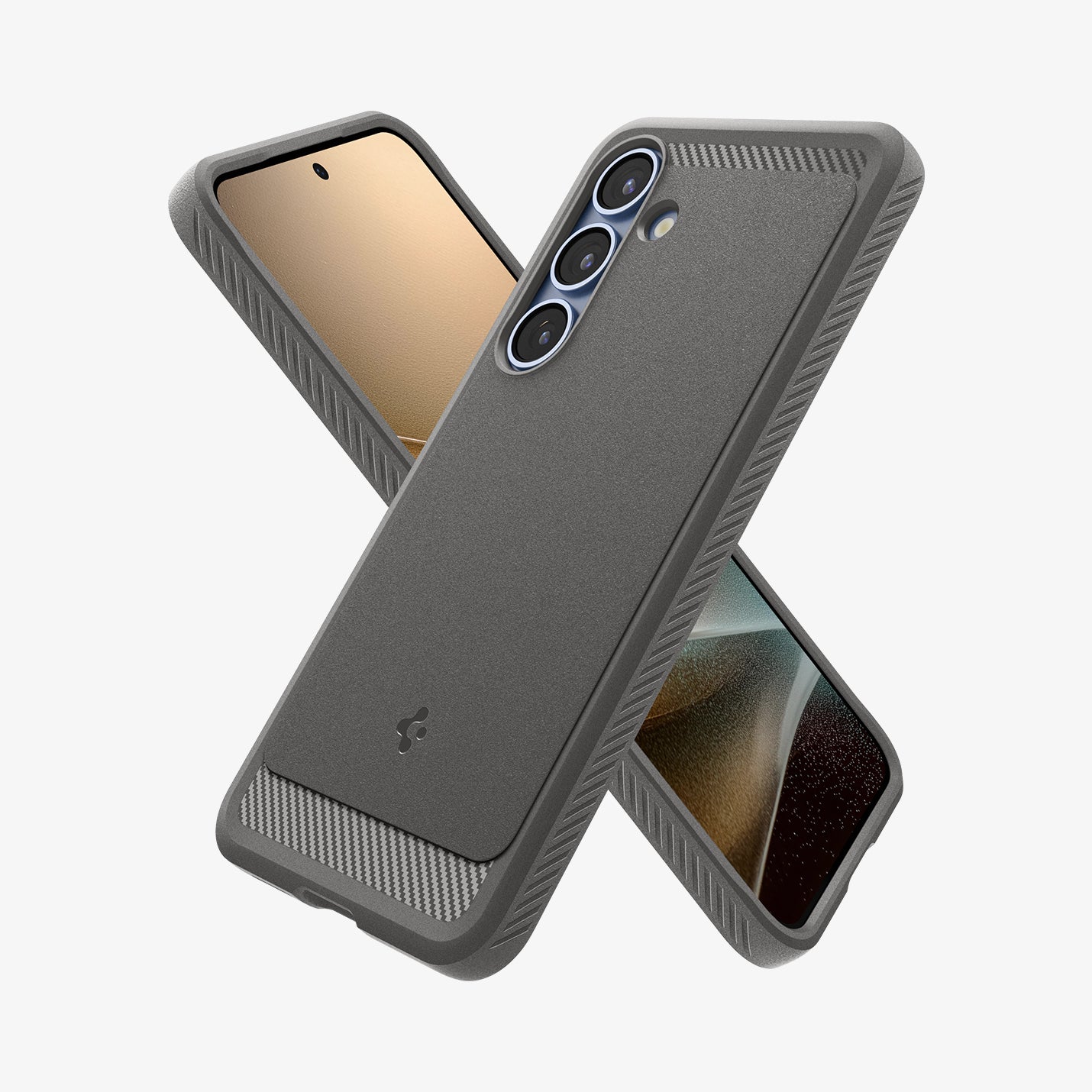 ACS08999 - Galaxy S25 Case Rugged Armor (MagFit) in Marble Gray showing the back, partial front and sides