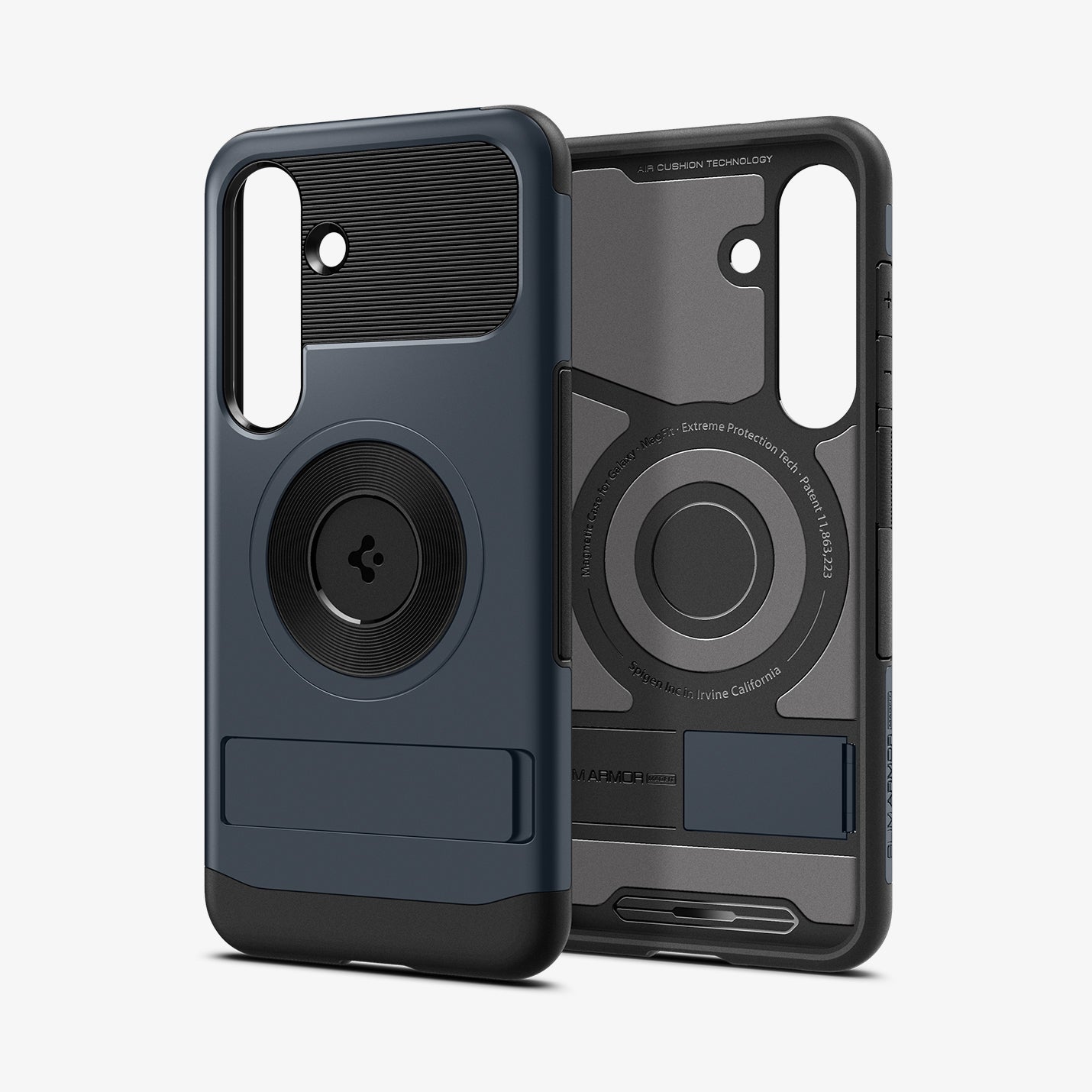 ACS08914 - Galaxy S25 Plus Case Slim Armor (MagFit) in Metal Slate showing the back, partial inner and sides