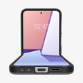 ACS07835 - Galaxy Z Flip 6 Case Ultra Hybrid Pro in Frost Gray showing the front and partial bottom half open