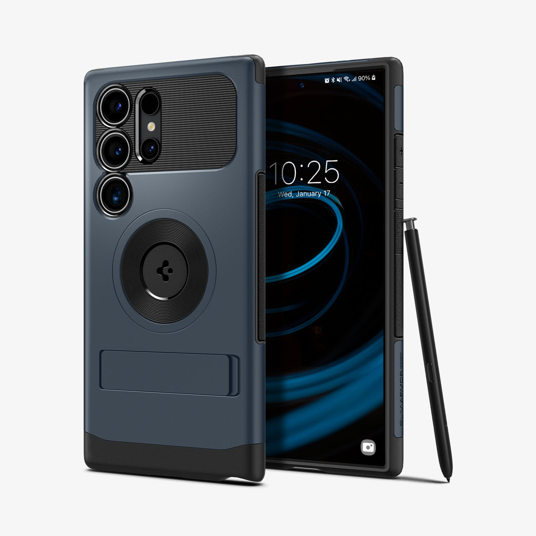 ACS07202 - Galaxy S24  Case Slim Armor (MagFit) in Metal Slate showing the back