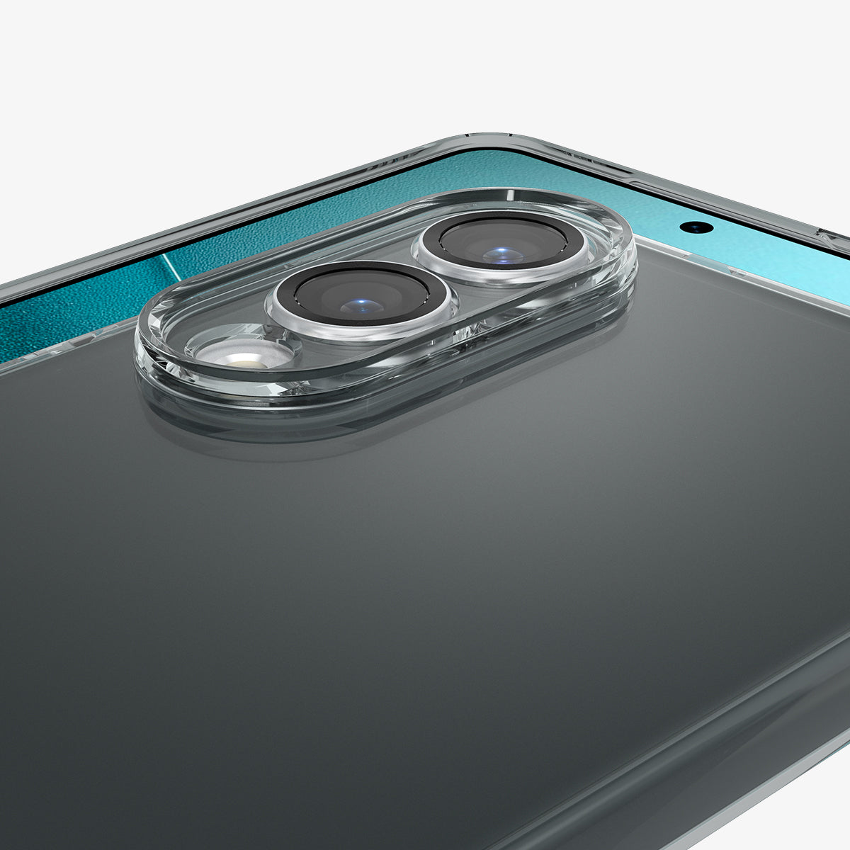 ACS09426 - Galaxy S25 Edge Case Liquid Crystal in Space Crystal showing the partial back, camera zoomed in