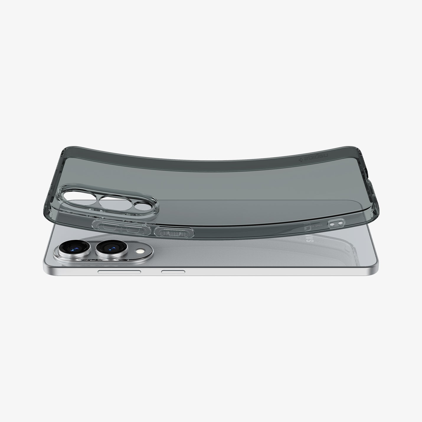 ACS09426 - Galaxy S25 Edge Case Liquid Crystal in Space Crystal showing the back, sides case slightly bent downward hovering above the case
