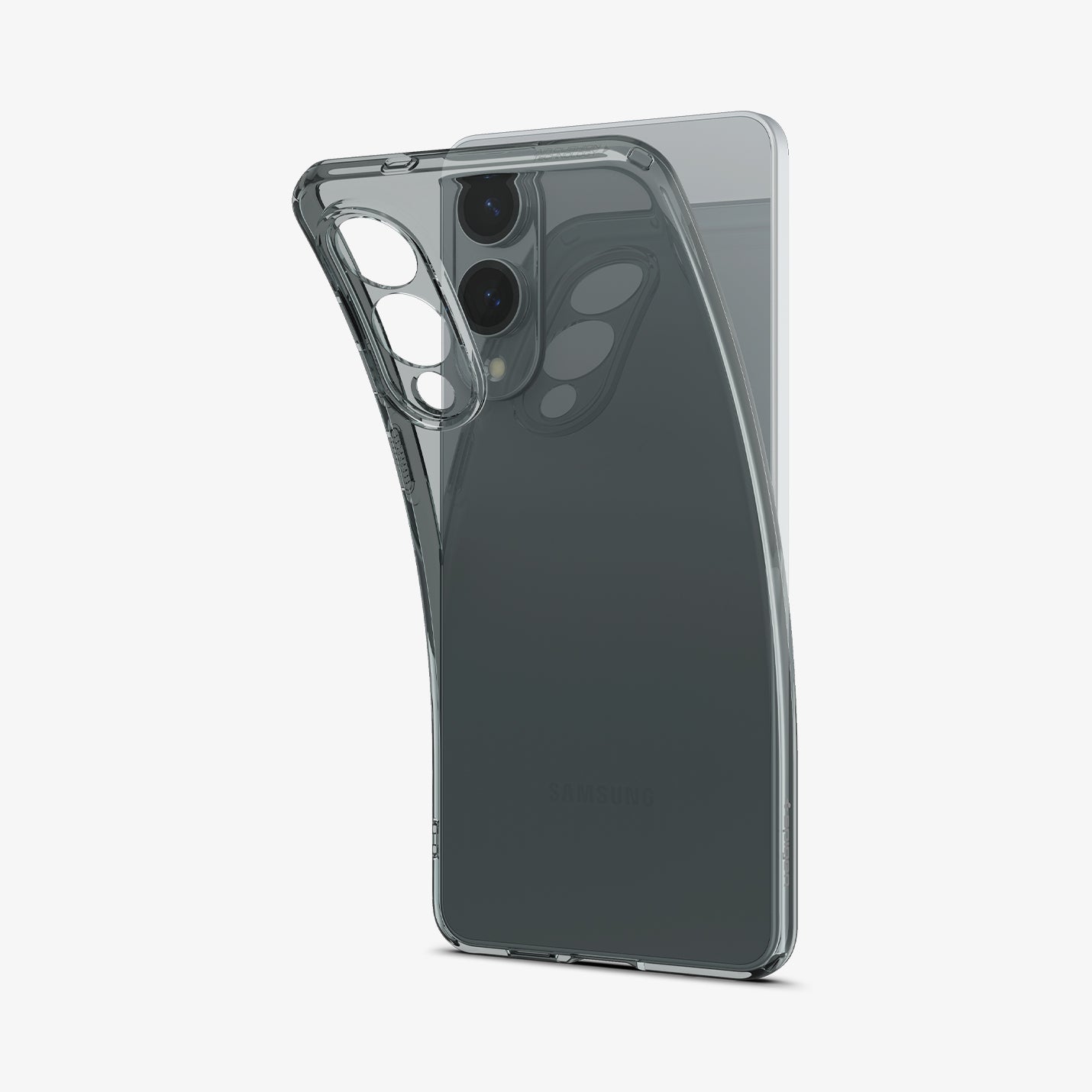 ACS09426 - Galaxy S25 Edge Case Liquid Crystal in Space Crystal showing the back and partial side while top part partially lifted from the device