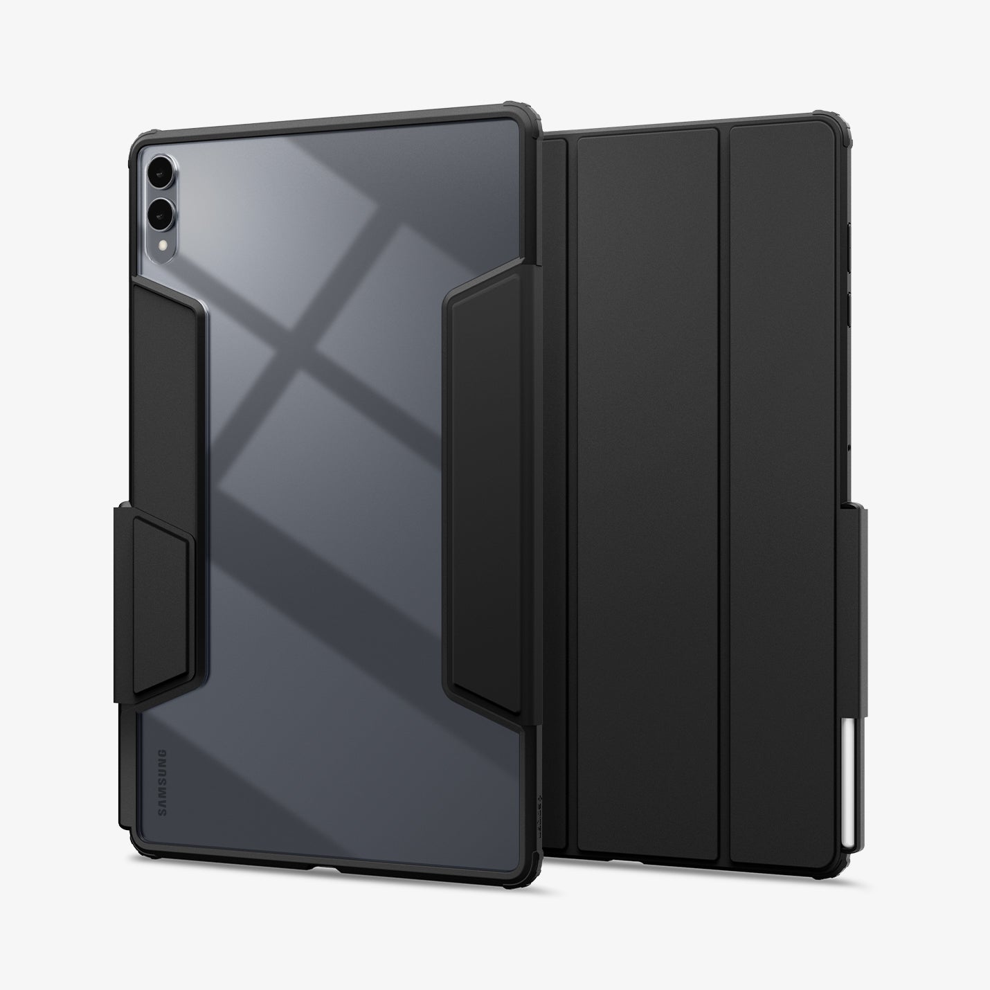 ACS10221 - Galaxy Tab S11 Ultra Case Air Skin Pro in Black showing the back and front