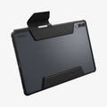 ACS10221 - Galaxy Tab S11 Ultra Case Air Skin Pro in Black showing the back, partial bottom, magnetic lock partially lifted