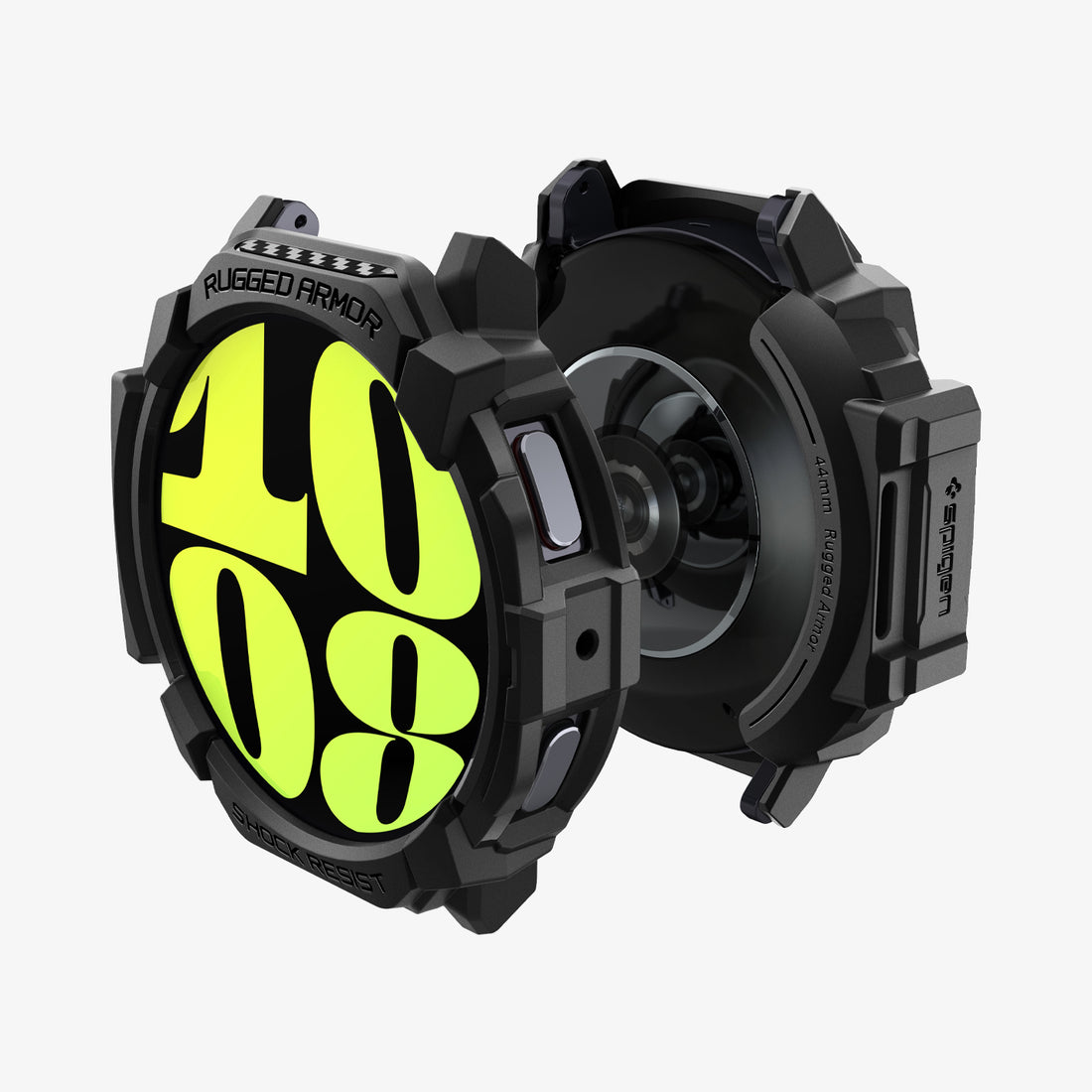 ACS08426 - Galaxy Watch Ultra (47mm) Rugged Armor in Matte Black showing the front partial sides