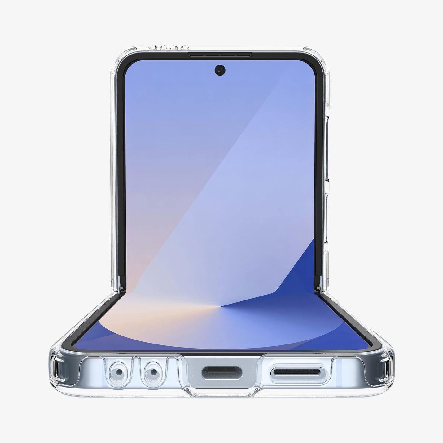 ACS09806 - Galaxy Z Flip 7 FE Series Ultra Hybrid Pro (MagFit) showing the front and partial bottom half open