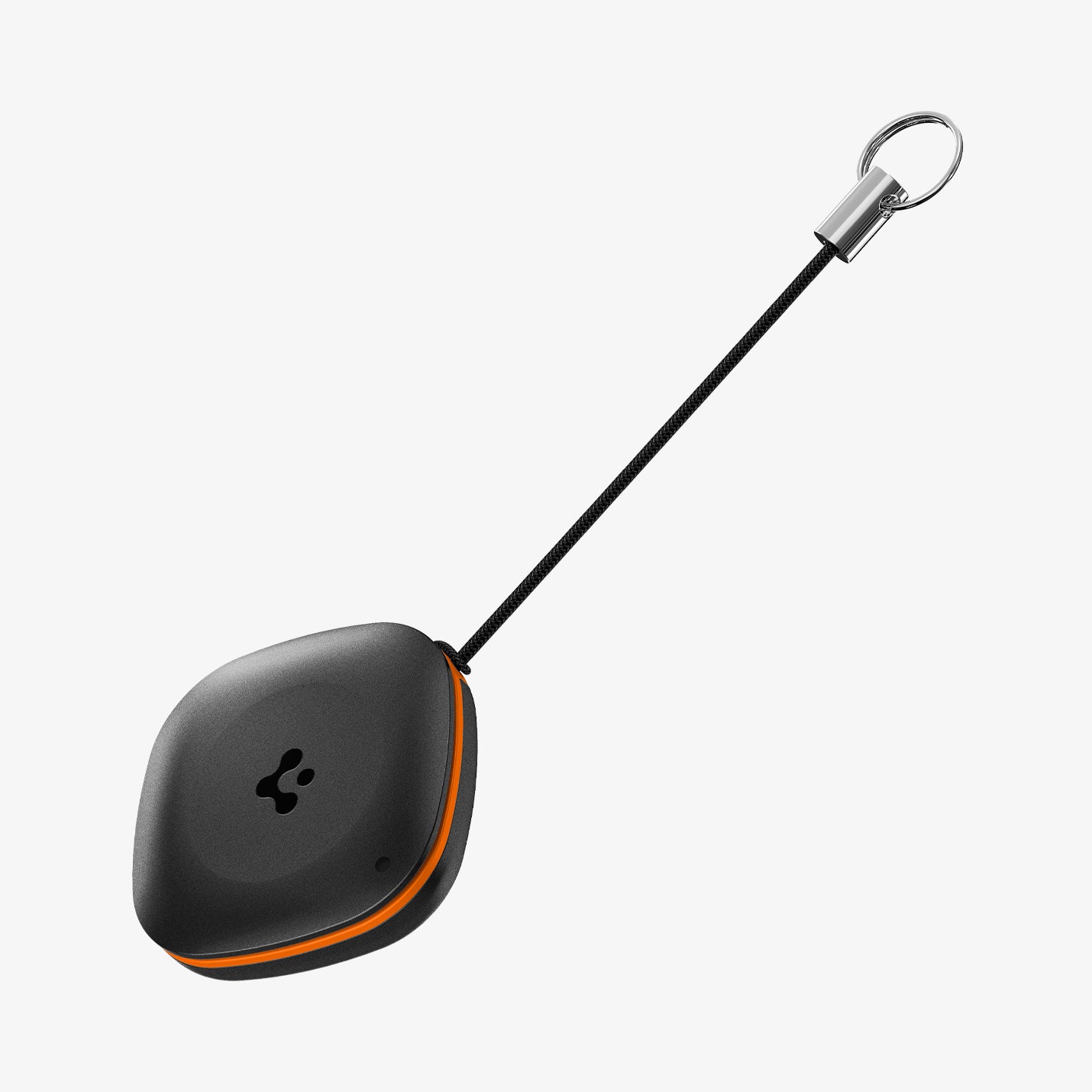 AHP08353 - Spigen TagMe Bluetooth Tracker 4-Pack in Black showing the front, partial side with strap extended
