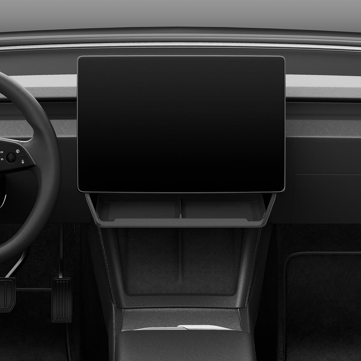 ACP08373 - Tesla Model 3 Highland Under Screen Organizer TO227H in Black showing front