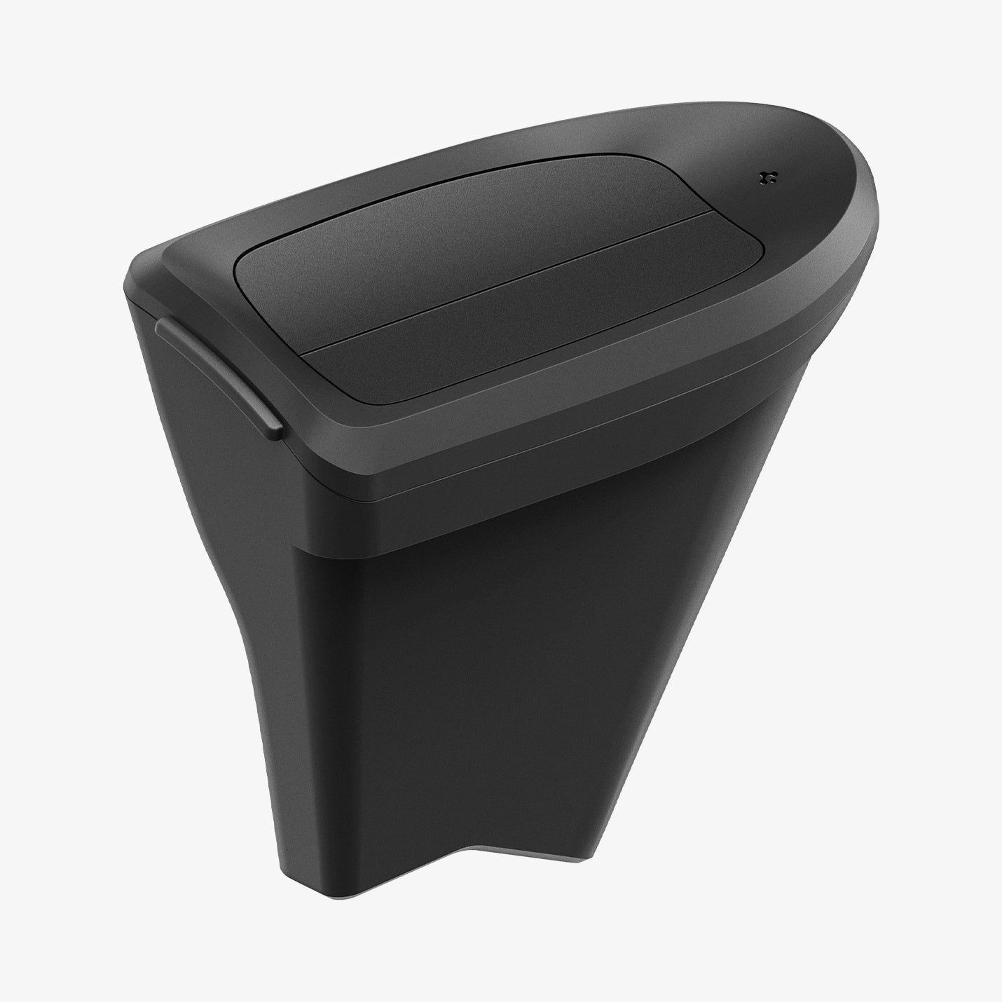ACP09183 – Tesla Model Y Car Trash Bin in black showing the front and side