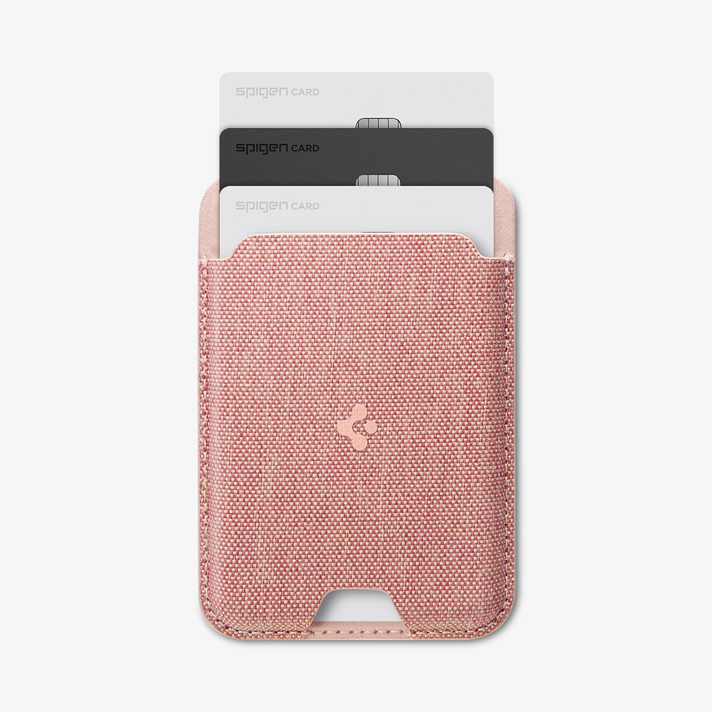 AFA07424 - MagSafe Card Holder Urban Fit (MagFit) in Rose Gold showing the front with 3 cards inserted