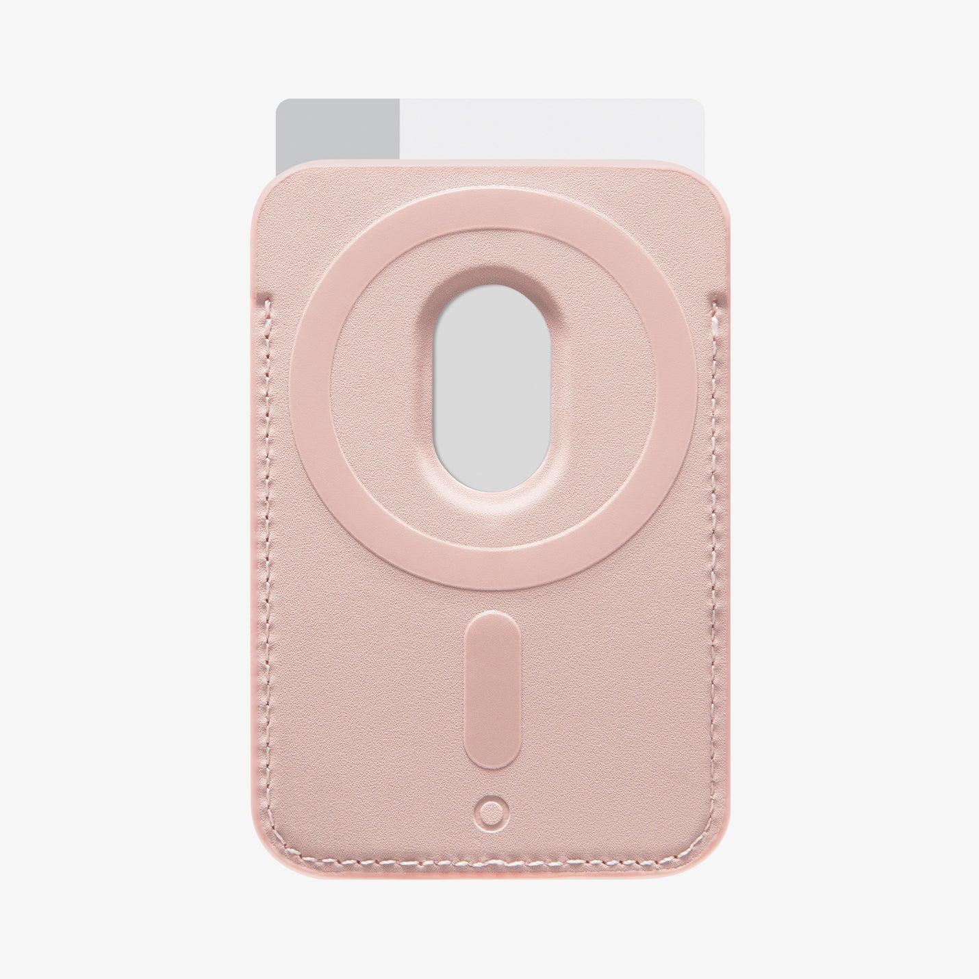 AFA07424 - MagSafe Card Holder Urban Fit (MagFit) in Rose Gold showing the back of a card holder with a card inserted