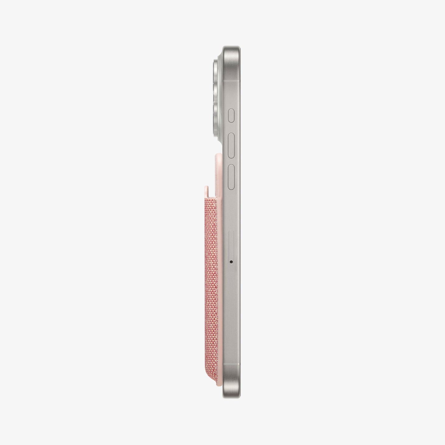 AFA07424 - MagSafe Card Holder Urban Fit (MagFit) in Rose Gold showing the side attached to the back of a device