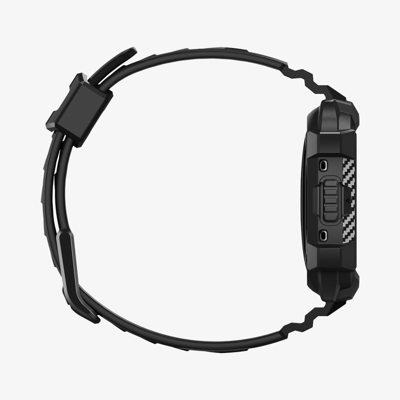ACS05296 - Fitbit Versa 4 Band Rugged Armor Pro in black showing the side