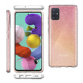 ACS00932 - Galaxy A51 Case Liquid Crystal Glitter in Crystal Quartz showing front, back, bottom.