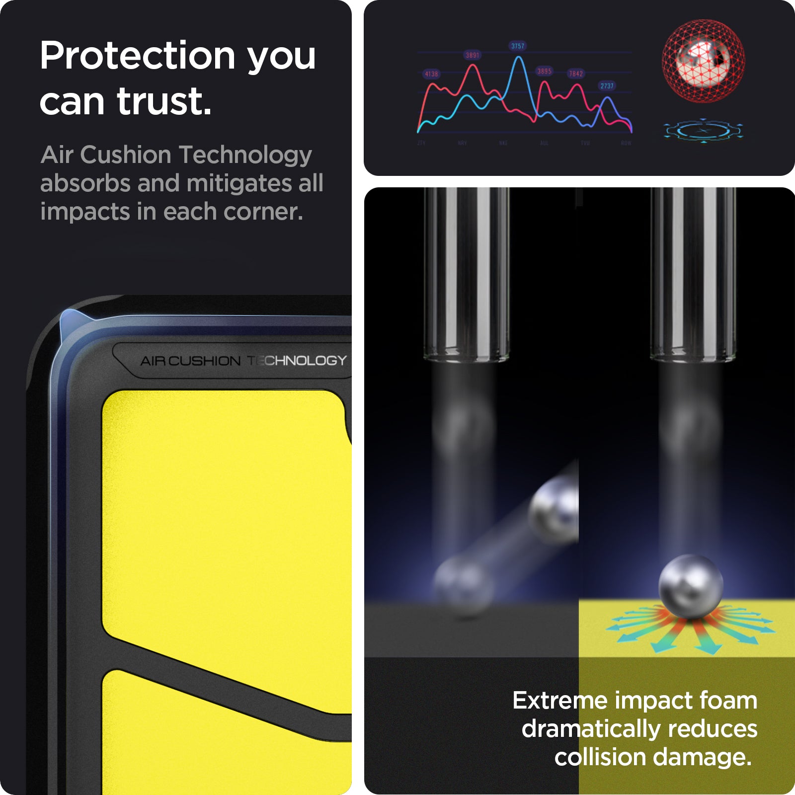 ACS03059 - Galaxy S21 FE Tough Armor Case in black protection you can trust. air cushion technology absorbs and mitigates all impacts in each corner.