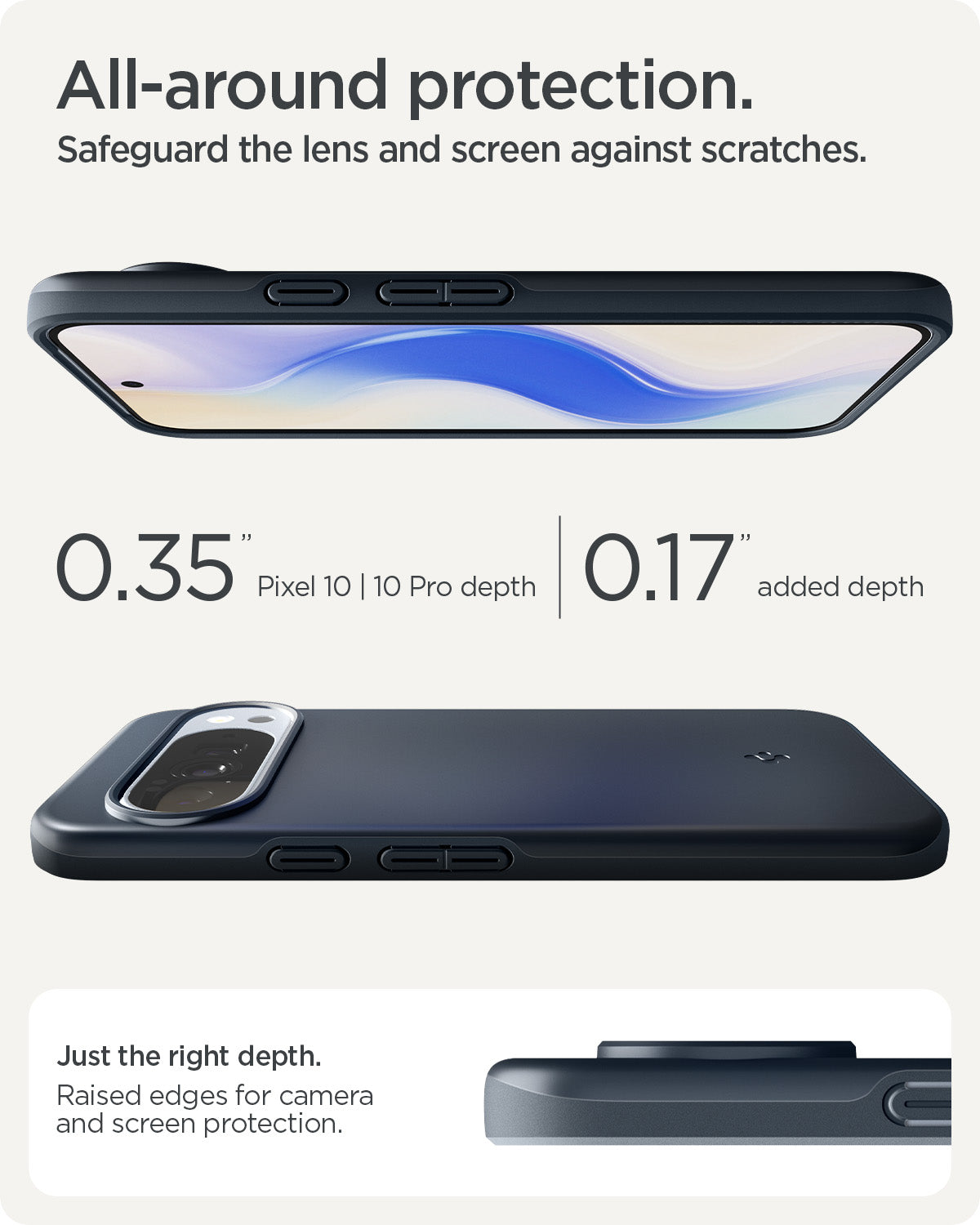 ACS09723 - Pixel 10 Pro XL Thin Fit (MagFit) in Metal Slate showing all around protection. safeguard the lens and screen against scratches.