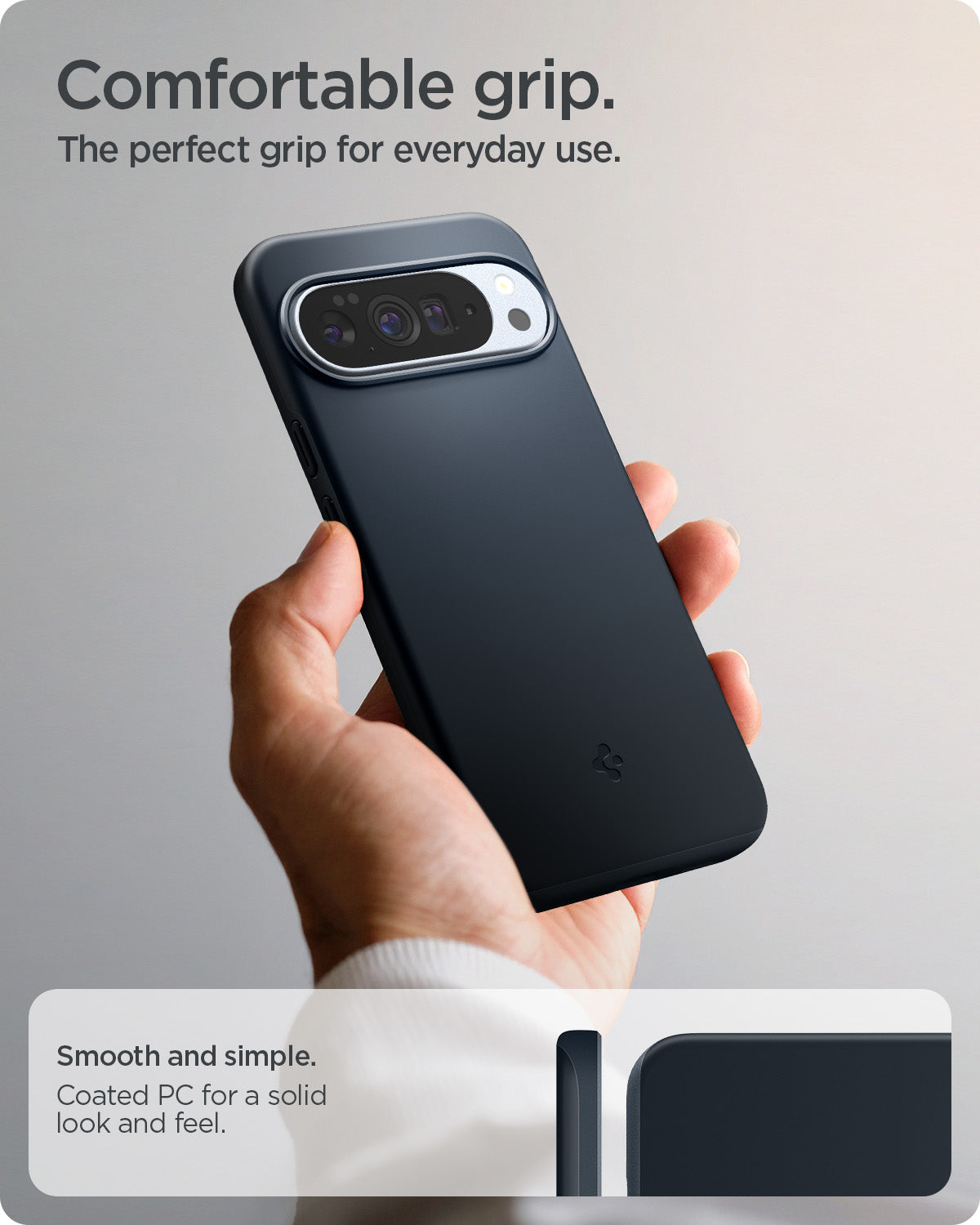 ACS09723 - Pixel 10 Pro XL Thin Fit (MagFit) in Metal Slate showing comfortable grip. the perfect grip for everyday use.