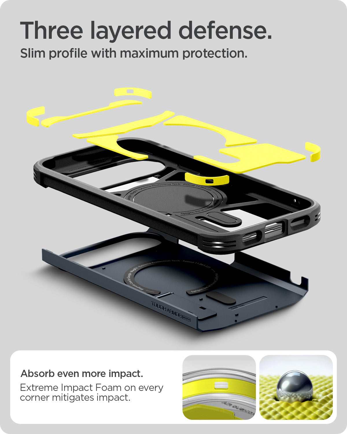 ACS09706 - Pixel 10 Pixel 10 Pro Tough Armor AI (MagFit) in Metal Slate showing three layered defense. slim profile with maximum protection