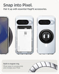 ACS09702 - Pixel 10 / Pixel 10 Pro Case Ultra Hybrid Metal Ring (MagFit) in crystal clear showing the built in magnet ring. More ways to accessorize and charge your pixel. Snap into pixel. Pair it up with essential MagFit accessories.