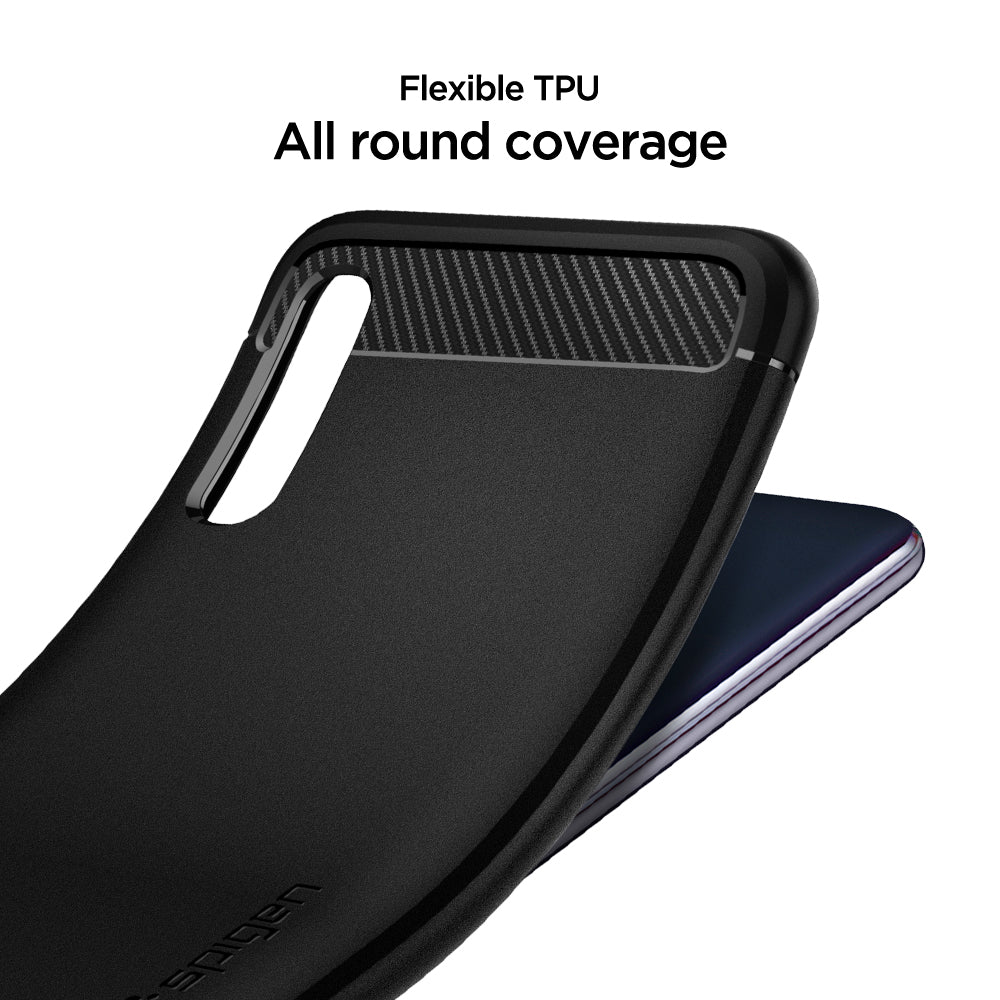 611CS26199 - Galaxy A50 Case Rugged Armor in Matte Black showing the flexible TPU. All round coverage