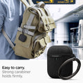 074CS27030 - Apple AirPods 1 / 2 Case Urban Fit in black showing how it is easy to carry. Strong carabiner holds firmly