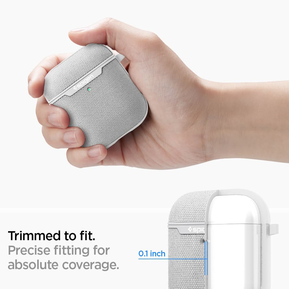 074CS27031 - Apple AirPods 1 / 2 Case Urban Fit in gray showing the trimmed to fit. Precise fitting for absolute coverage with 0.1 inch thickness