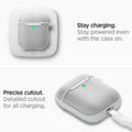 074CS27031 - Apple AirPods 1 / 2 Case Urban Fit in gray showing how it stays charging. Stay powered even with the case on. Precise cutout. Detailed cutout for all charging