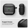 ACS08642 - AirPods 4 Pro Case Rugged Armor in Matte Black showing the rugged design. Jam-packed with sleek modern style, protecting your buds