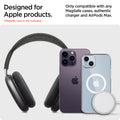 AMP02818 - Apple Airpods Max MagFit Stand in black showing designed for apple products, only compatible with any magsafe cases, authentic charger and airpods max