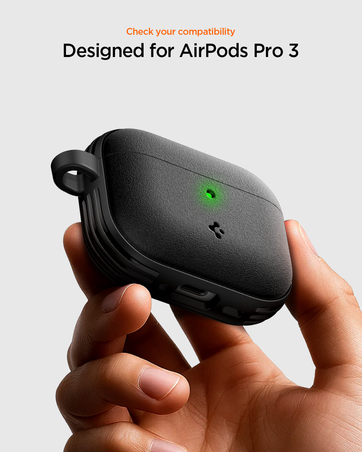 ACS09826 - AirPods Pro 3 Spigen Vault in Matte Black showing check your compatibility