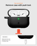 ACS09826 - AirPods Pro 3 Spigen Vault in Matte Black showing easy case removal. Push case out with cable