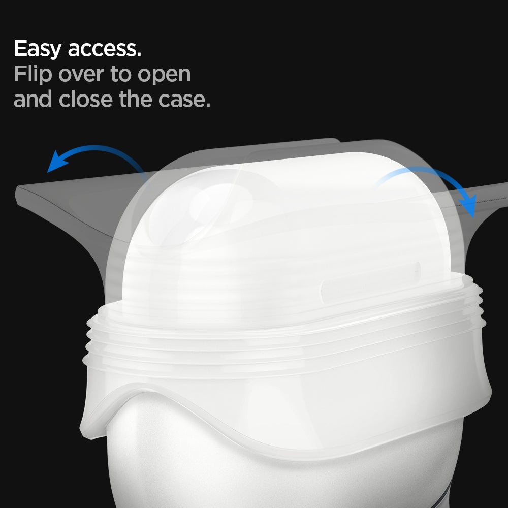 ASD02236 - Apple AirPods Pro / AirPods Pro 2 Case Slim Armor IP in frost clear showing the easy access. Flip over to open and close the case