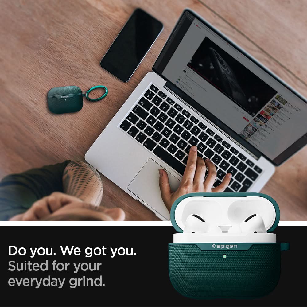 ASD00825 - Apple AirPods Pro Case Urban Fit in midnight green showing how it is suited for your everyday grind
