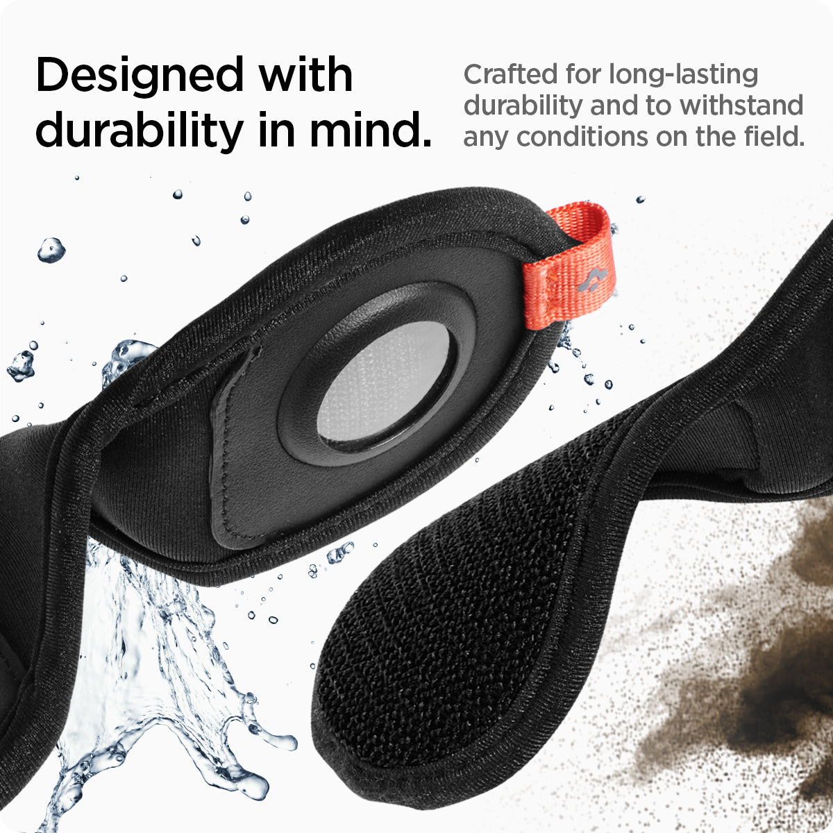 AHP03117 - AirTag Rangefinder Wrap in black showing the designed with durability in mind, crafted for long-lasting durability and to withstand any conditions on the field