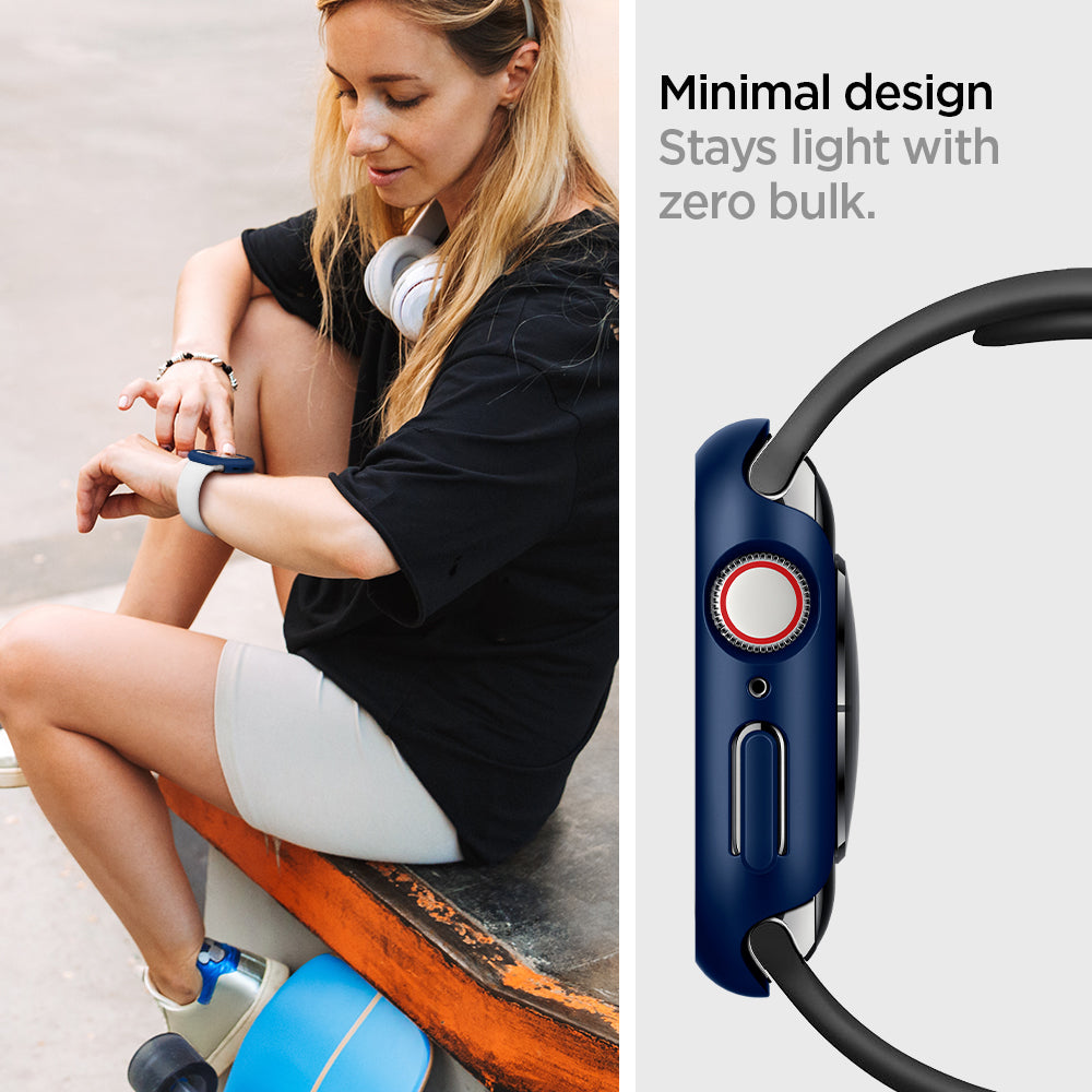 ACS02223 -  Apple Watch Series (44mm) Case Thin Fit in metallic blue stays light with zero bulk. Minimal design.
